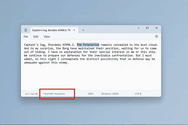 Windows 11 记事本终显示字符数量 更新后有标签页、黑暗模式等功能