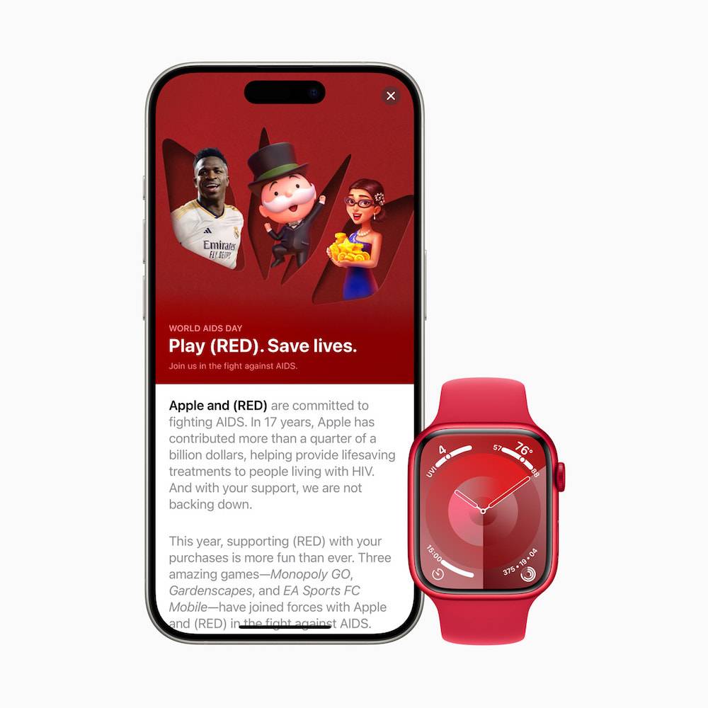 苹果邀你一同响应世界艾滋病日 Apple Watch推出红色表面系列