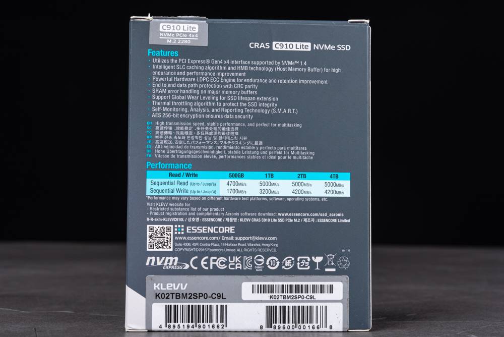 KLEVV CRAS C910 Lite 2TB SSD 开箱测试 / 无散热片， 最大 4TB 的游戏性价盘