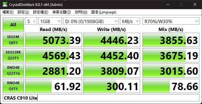 KLEVV CRAS C910 Lite 2TB SSD 开箱测试 / 无散热片， 最大 4TB 的游戏性价盘