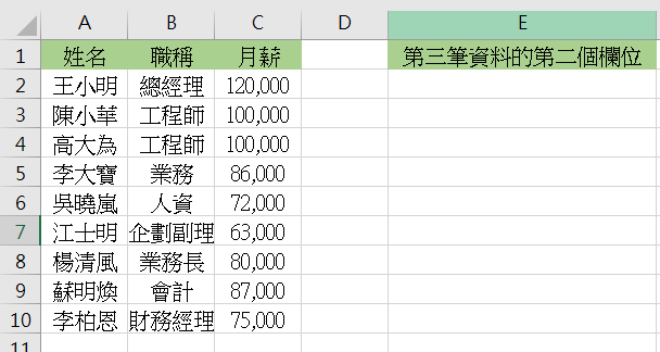 二维表格