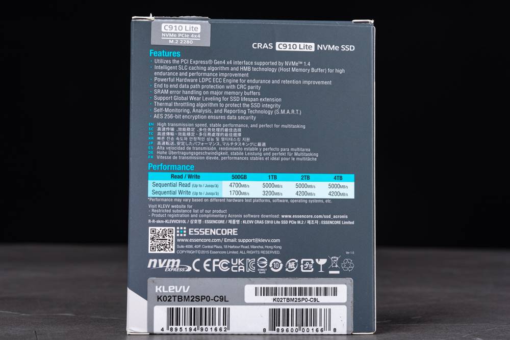 KLEVV CRAS C910 Lite 2TB SSD 开箱测试 / 无散热片， 最大 4TB 的游戏性价碟