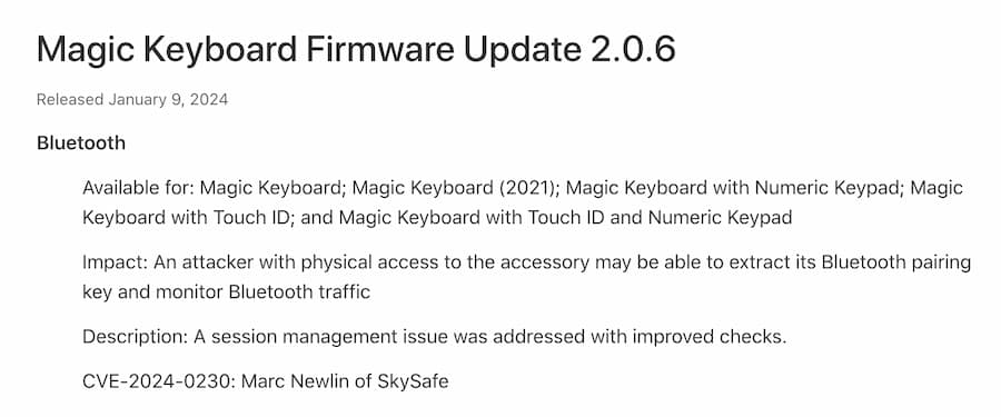 巧控键盘固件更新 2.0.6：修正多款 Mac 巧控键盘蓝牙漏洞