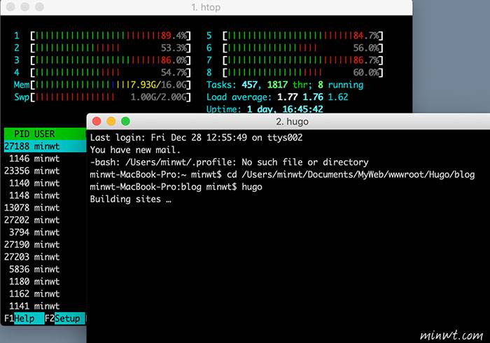 梅问题-[MAC] htop实时监控MAC CPU内存使用量，与手动中止吃资源怪兽