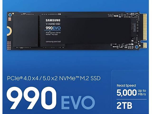 SAMSUNG 990 EVO NVMe SSD 可支持PCIe 4.0 x4或5.0 x2接口