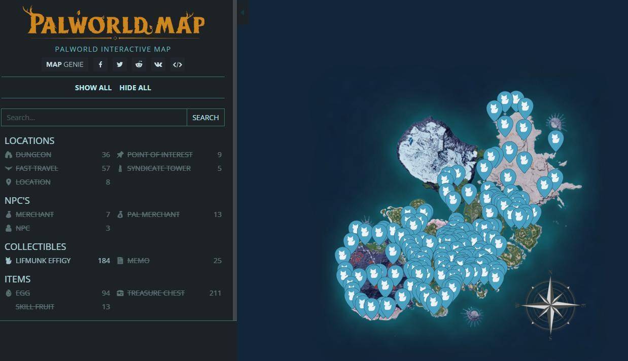 幻兽帕鲁攻略|网页全物种出现地图+全物件、传点、收集品、洞窟、野王