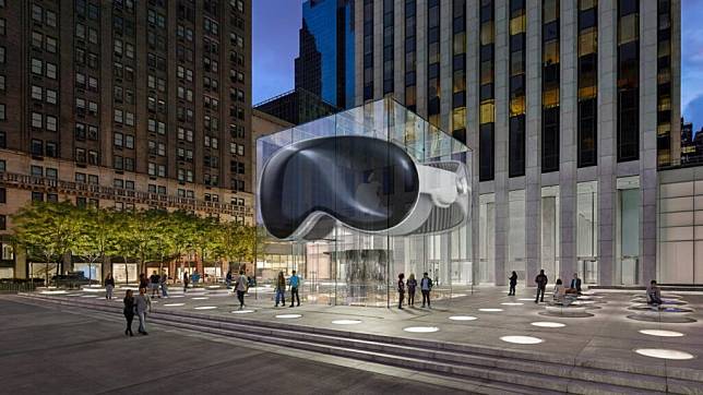 Apple Store 门外出现巨型Apple Vision Pro 模型