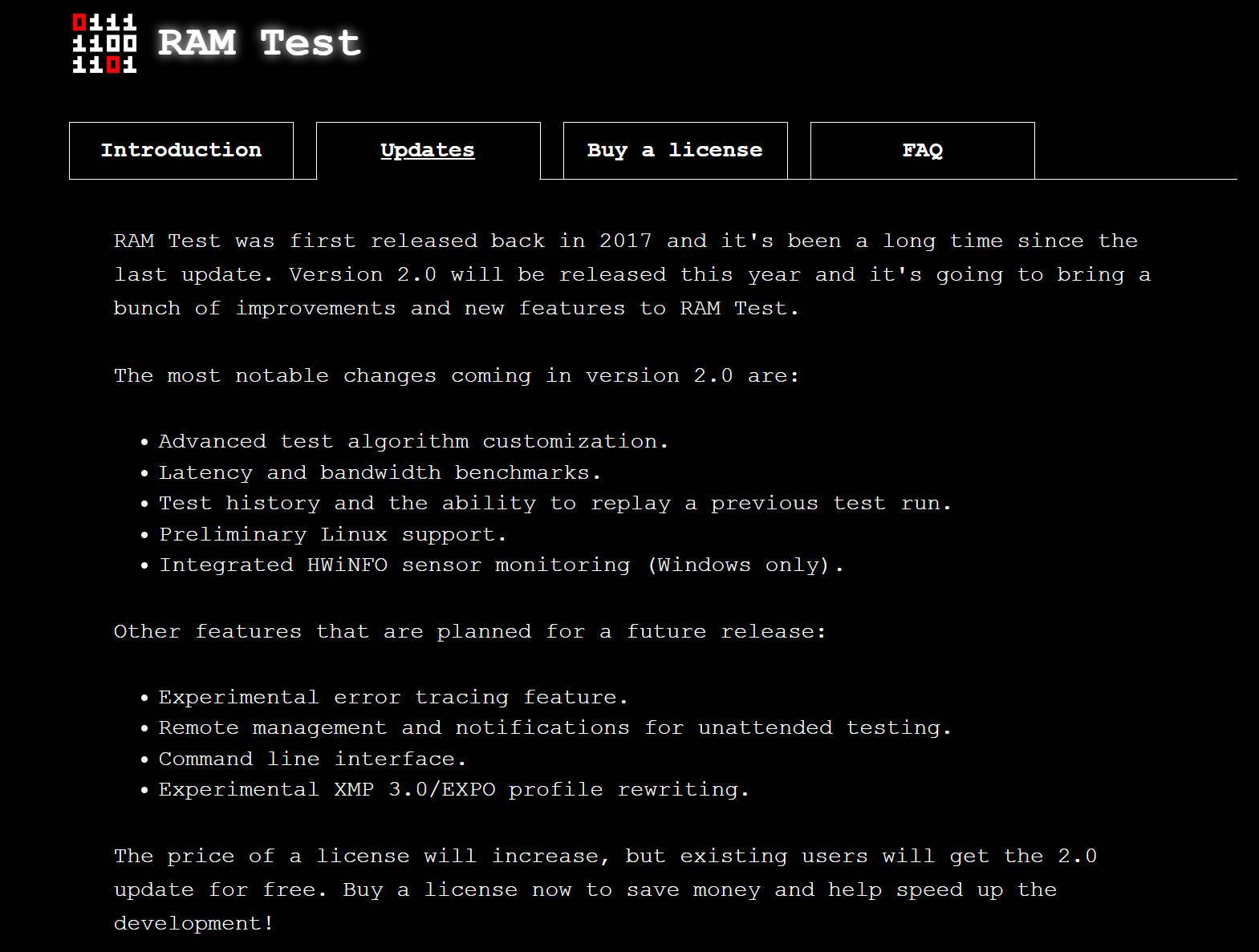 内存稳定性测试软件KARHU RAM TEST即将迎来重大更新